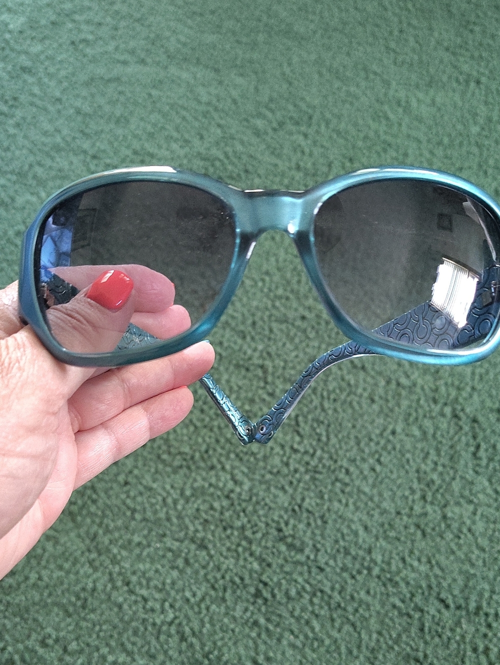 Coach Teal Gradient Oversized Sunglasses With Coach Case Included.